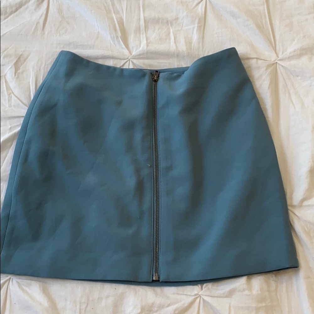 Blue Zip-up Mini Skirt